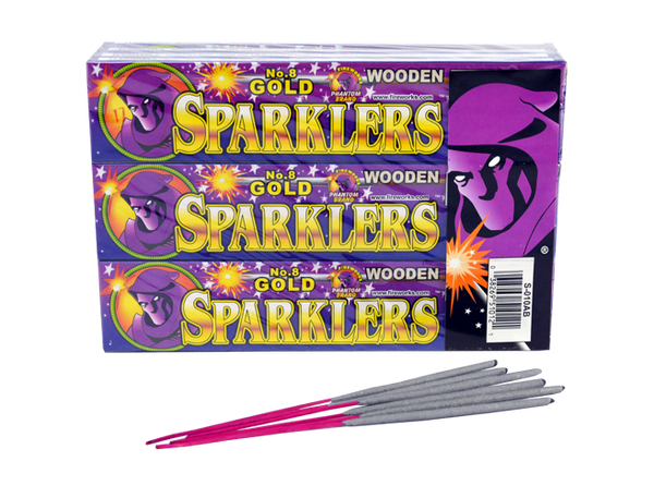 #8 Gold Sparkler (Wood) - 12 boxes of 6