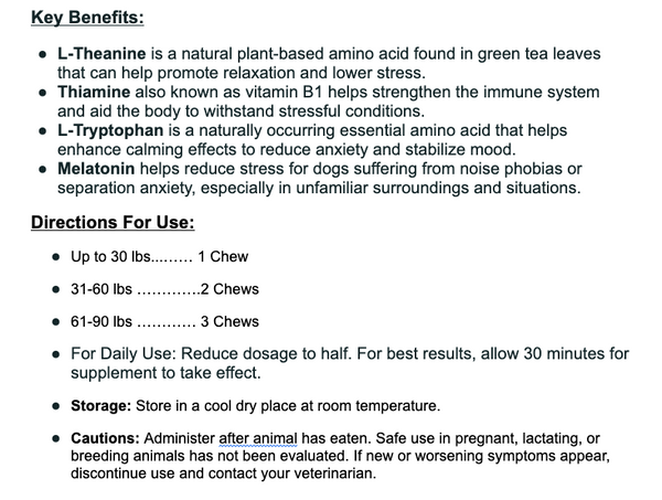 CALMING AID FOR DOGS (Bacon Flavor)