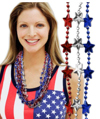 Star Necklace 33” RWB 3 pack