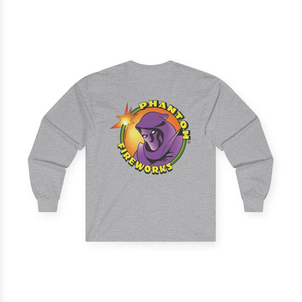 Phantom Fireworks Unisex Long Sleeve Tee -  Fun Graphic Cotton Shirt