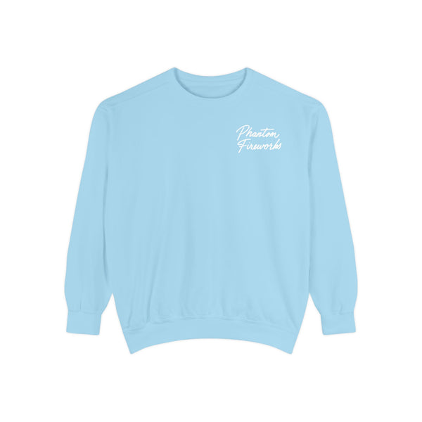 Phantom Fireworks Script Sweatshirt — Garment-Dyed Crewneck