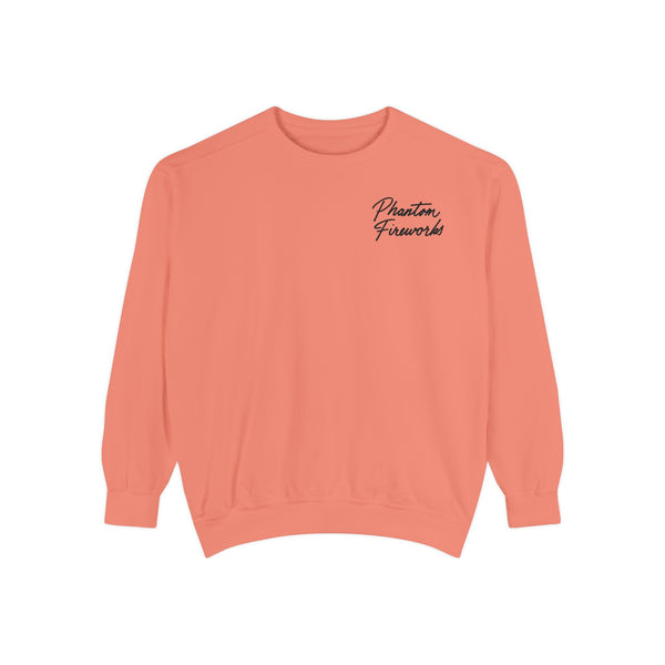 Phantom Fireworks Script Sweatshirt — Garment-Dyed Crewneck