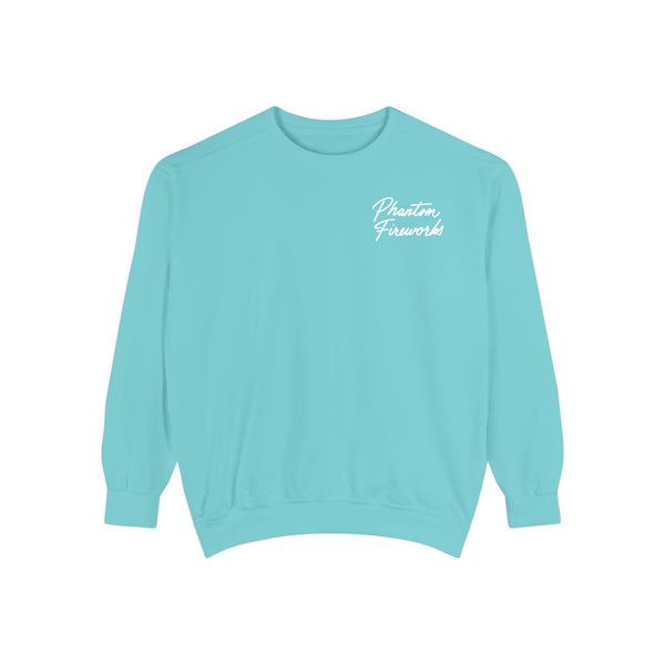 Phantom Fireworks Script Sweatshirt — Garment-Dyed Crewneck