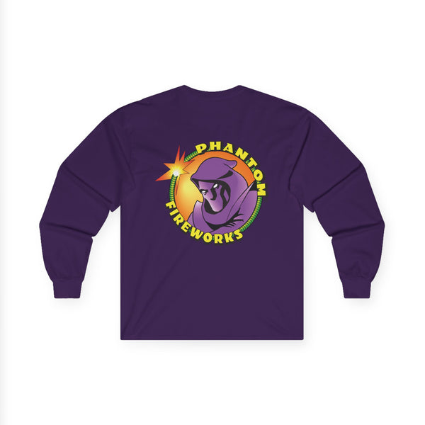 Phantom Fireworks Unisex Long Sleeve Tee -  Fun Graphic Cotton Shirt