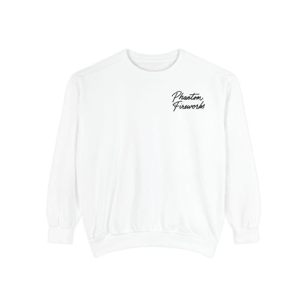 Phantom Fireworks Script Sweatshirt — Garment-Dyed Crewneck