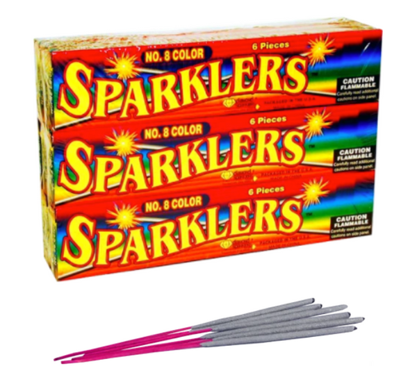 #8 Color Sparkler (Wood) - 12 boxes of 6