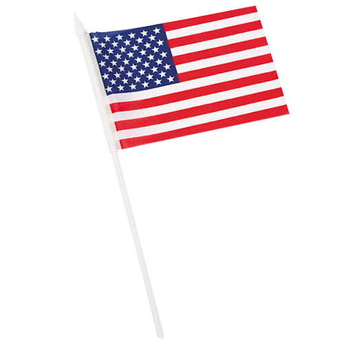 Plastic American Flags - 6in x 4in - 12 pack