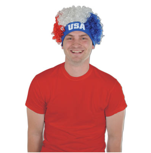 Wig USA Red, White and Blue